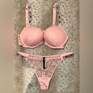 Victoria Secret Pink Rhinestone Bra & Panty Set